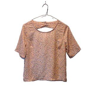 Elodie Top Women’s XS Floral Print Short Sleeve Button Back Cutout Blouse